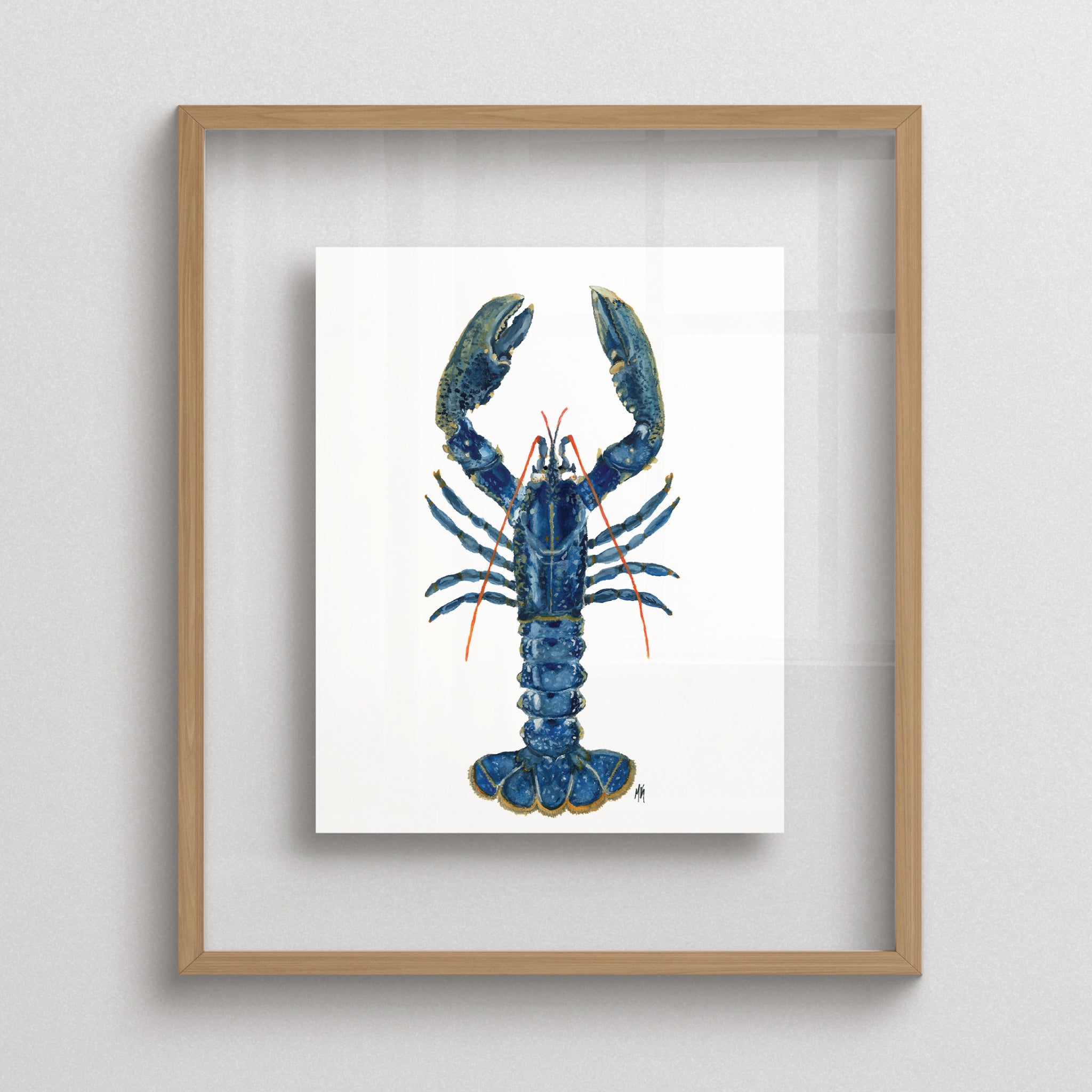 Blue Lobster Coastal Fine Art Watercolor Print