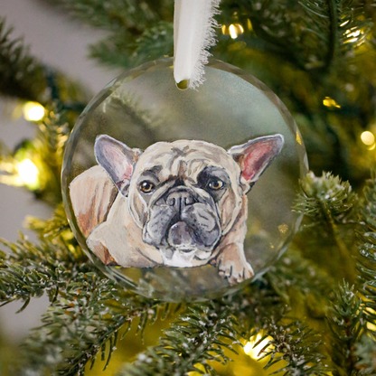 Custom Pet Portrait Ornament – Hand Painted Christmas Keepsake - Pet Memorial Holiday Decor
