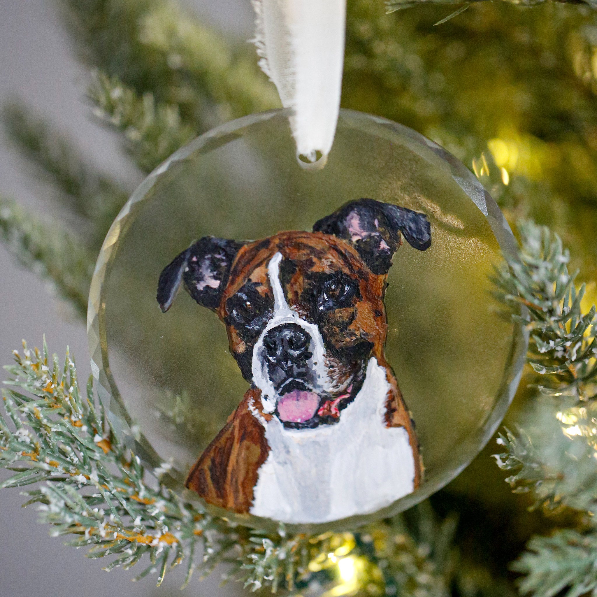 Custom Pet Portrait Ornament – Hand Painted Christmas Keepsake - Pet Memorial Holiday Decor