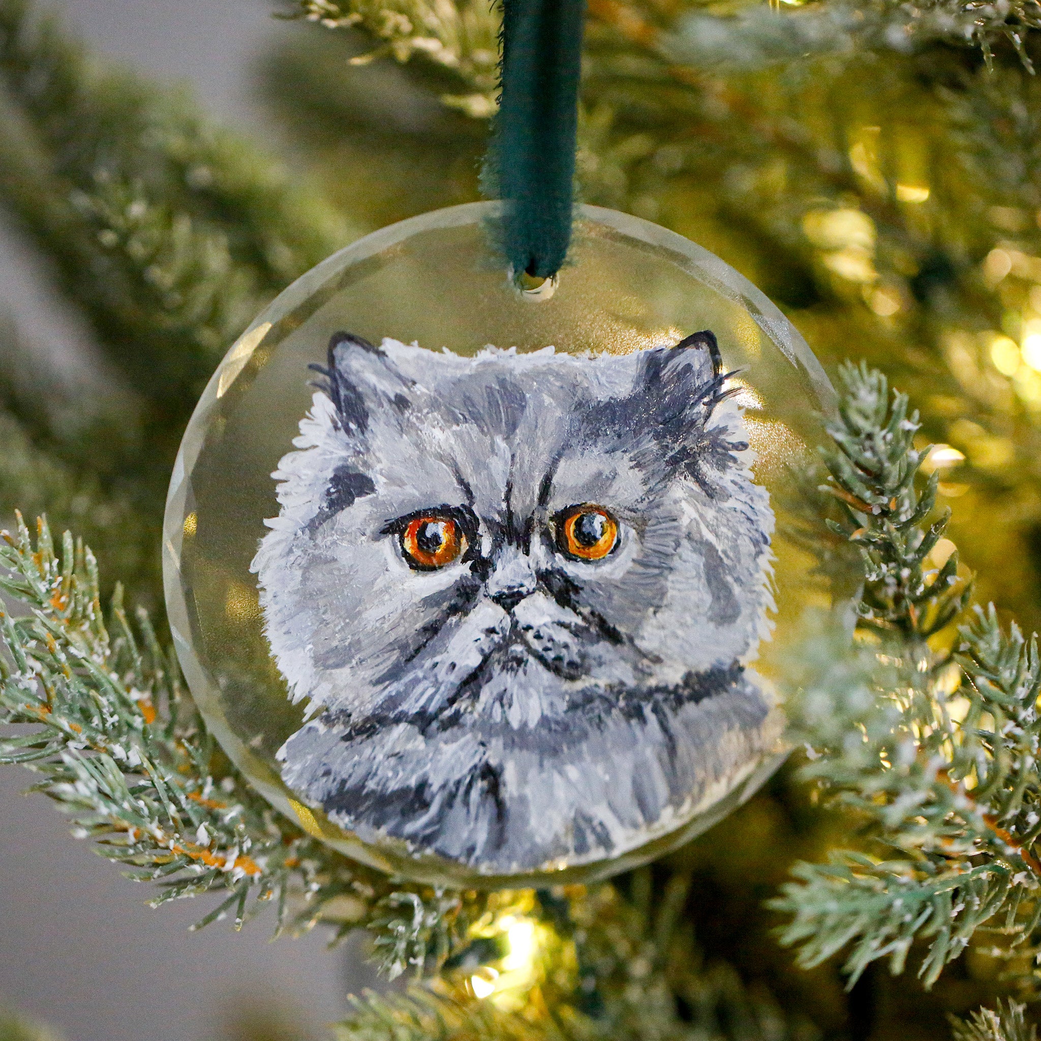Custom Pet Portrait Ornament – Hand Painted Christmas Keepsake - Pet Memorial Holiday Decor